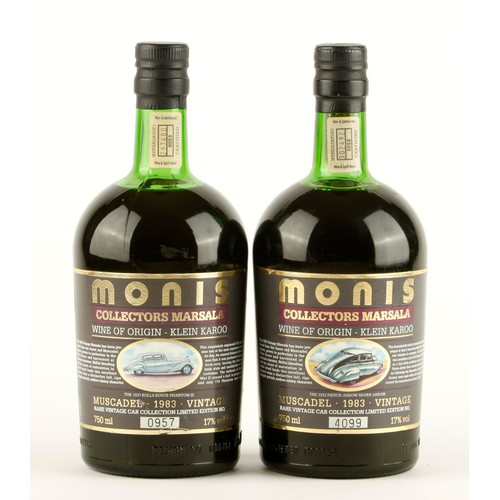 417 - TWO BOTTLES OF MONIS MUSKAT COLLECTORS MARSALA MUSCADEL 1983