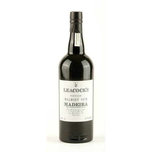 454 - A BOTTLE OF LEACOCKS MADERIA MALMSEY 1978