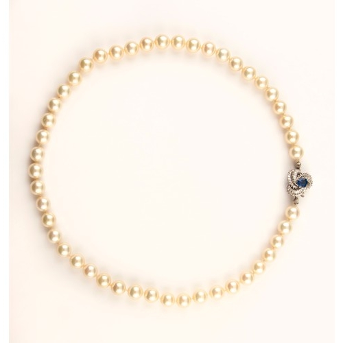 229 - A PEARL AND DIAMOND NECKLACE