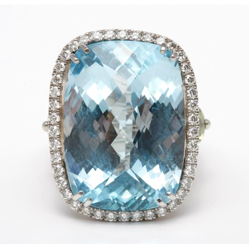 260 - A BLUE TOPAZ, GREEN CITRINE AND DIAMOND DESIGNER DRESS RING