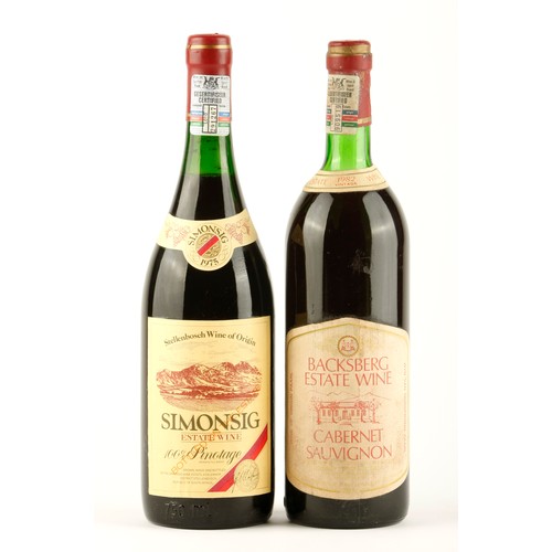 537 - ONE BOTTLE OF SIMONSIG PINOTAGE AND ONE BOTTLE OF BACKSBERG CABERNET SAUVIGNON