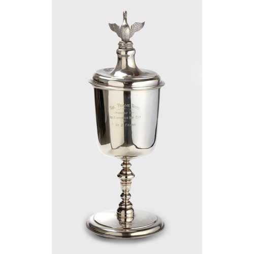 1049 - A VICTORIAN SILVER PRESENTATION CUP AND COVER, JOHN SMYTH, DUBLIN, 1897