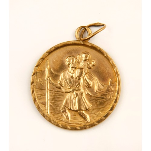 301 - A GOLD ST CHRISTOPHER PENDANT