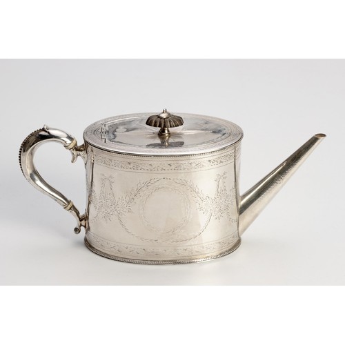 1037 - A VICTORIAN SILVER TEAPOT, THOMAS SMILY, LONDON, 1866