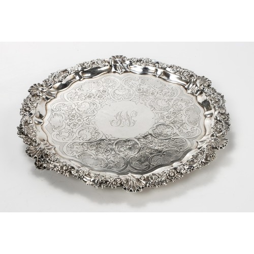 1026 - A VICTORIAN SILVER SALVER, LEONARD URQUHART, EDINBURGH, 1838