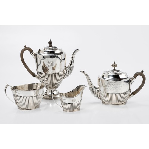 1045 - A VICTORIAN SILVER FOUR PIECE TEA AND COFFEE SERVICE, MAPPIN AND WEBB LTD, SHEFFIELD, 1894