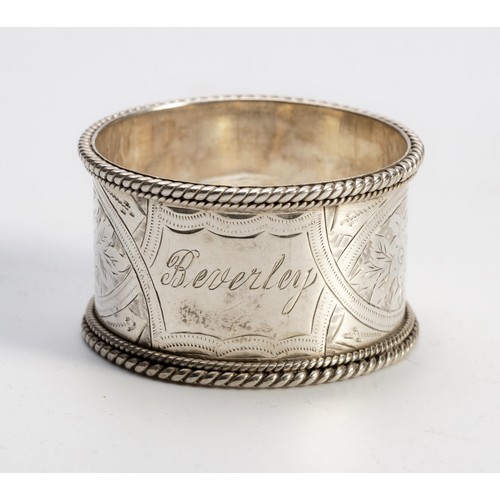 1050 - A VICTORIAN SILVER NAPKIN RING, MITCHELL BOSLEY AND CO, BIRMINGHAM, 1898