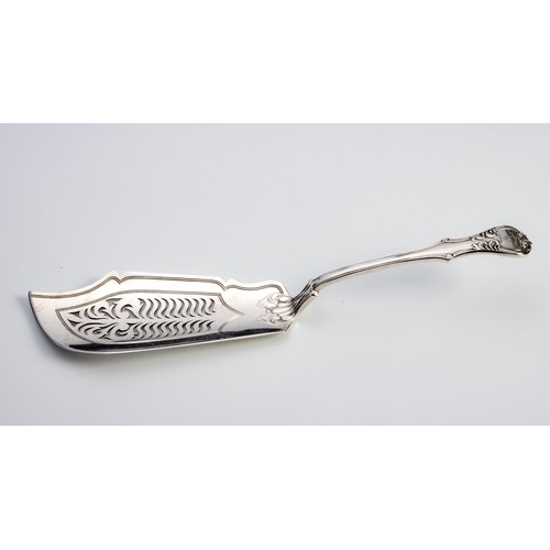 1029 - A VICTORIAN SILVER FISH SLICE, JOHN JAMES WHITING, LONDON, 1842