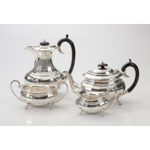 1085 - A GEORGE VI SILVER FOUR PIECE TEA SERVICE, WILLIAM ADAMS LIMITED, BIRMINGHAM, 1938