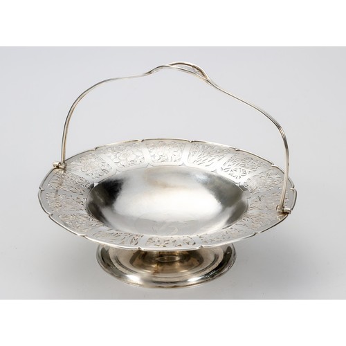 1105 - A CHINESE SILVER CAKE STAND, MARKS RUBBED