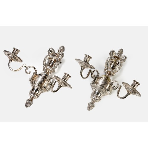 940 - A PAIR OF WHITE METAL WALL SCONCES