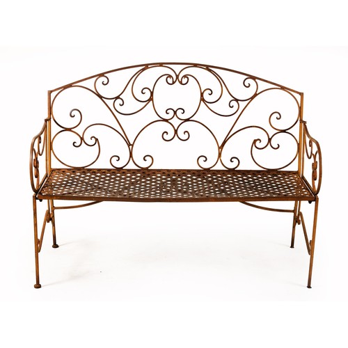 948 - A WROUGHT IRON GARDEN BENCH