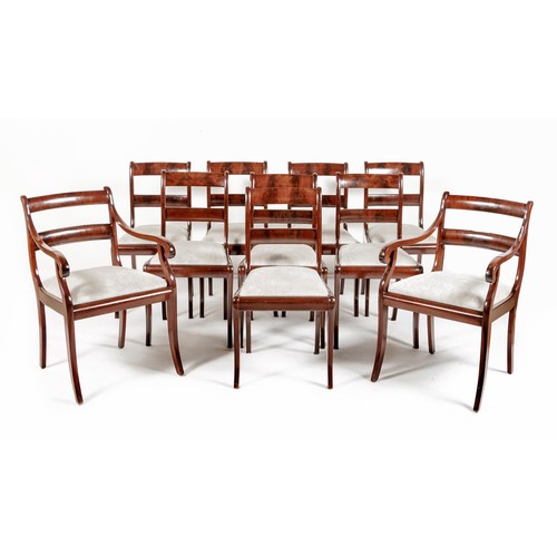 74 - A SET OF TEN REGENCY STYLE MAHOGANY DINING CHAIRS