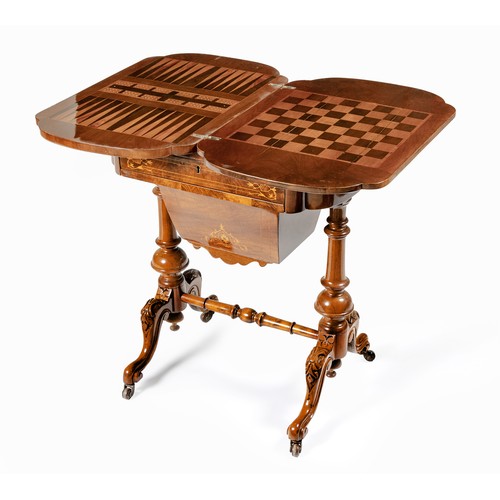 86 - A VICTORIAN WALNUT GAMES TABLE