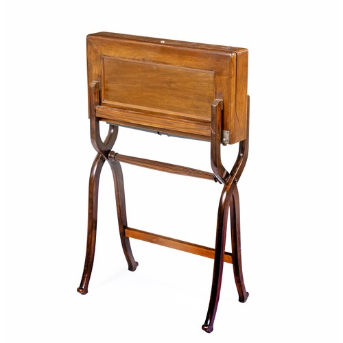 345 - A VICTORIAN MAHOGANY FOLDING CAMPAIGN WRITING DESK