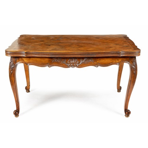 137 - A FRENCH WALNUT DRAW-LEAF TABLE, 19TH CENTURY