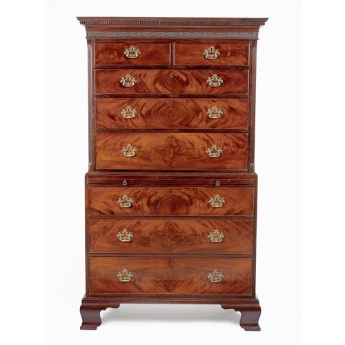 325 - A GEORGE III FLAME MAHOGANY CHEST-ON-CHEST