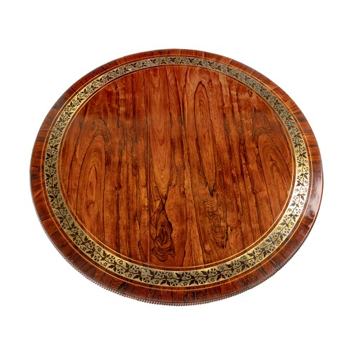 336 - A REGENCY ROSEWOOD AND BRASS INLAID CENTRE TABLE