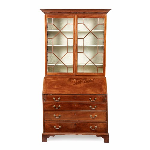 324 - A GEORGE III MAHOGANY BUREAU BOOKCASE