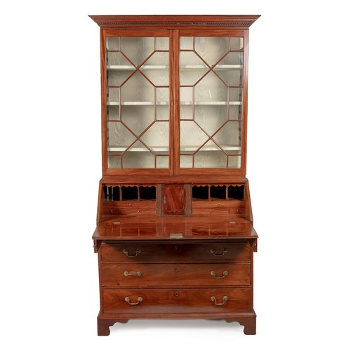 324 - A GEORGE III MAHOGANY BUREAU BOOKCASE