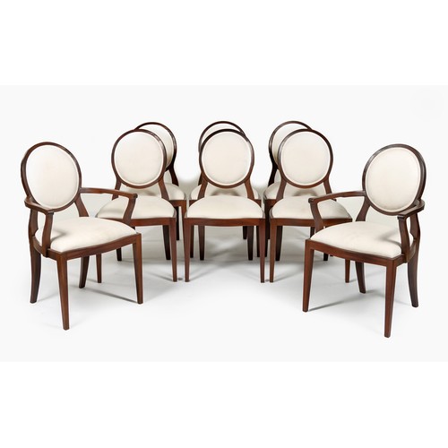 121 - A SET OF EIGHT MAHOGANY DINING CHAIRS, MANUFACTURED BY PIERRE CRONJE