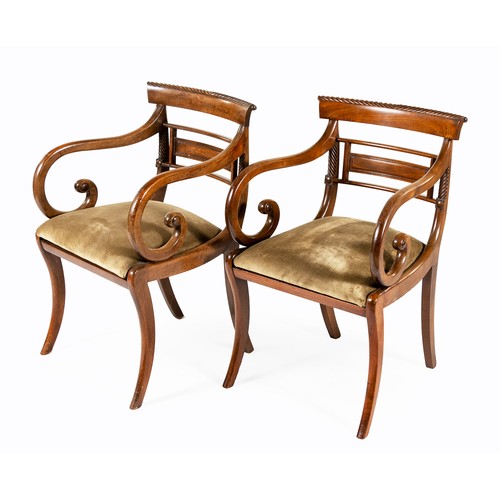 332 - A PAIR OF REGENCY MAHOGANY ARMCHAIRS