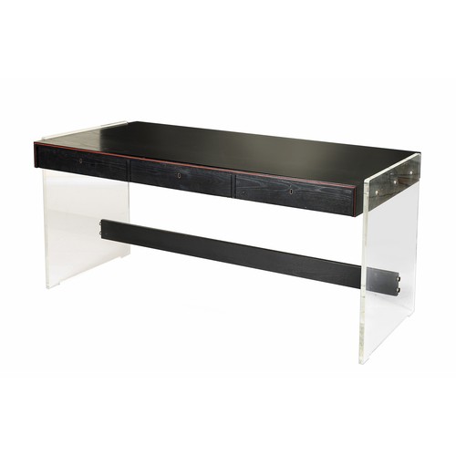 149 - A EBONISED AND LUCITE DESK, MODERN