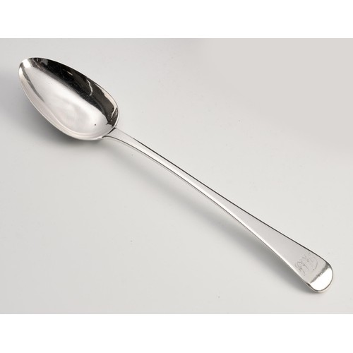 1021 - A GEORGE III SILVER OLD ENGLISH PATTERN BASTING SPOON, ALICE AND GEORGE BURROWS, LONDON, 1812