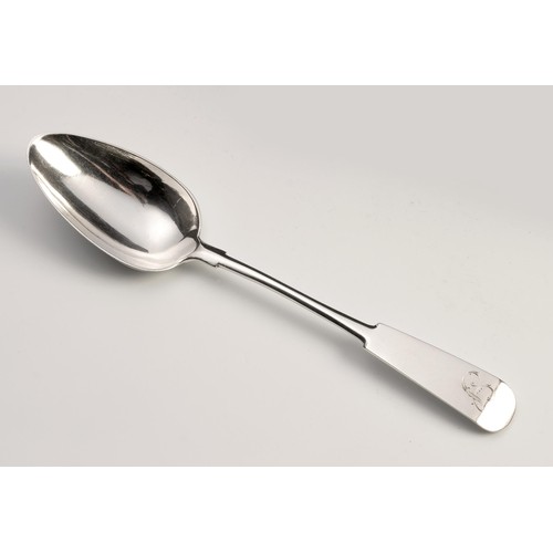 1115 - A CAPE SILVER FIDDLE PATTERN TABLESPOON, POSSIBLY WILLIAM MOORE