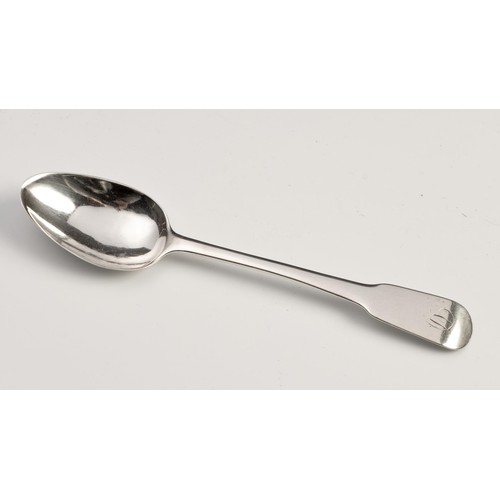 1111 - A SILVER FIDDLE PATTERN TEASPOON, MAKERS MARK 'CE'