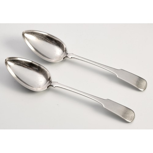 1116 - TWO CAPE SILVER FIDDLE PATTERN TABLESPOONS, GEORGE WOLHUTER