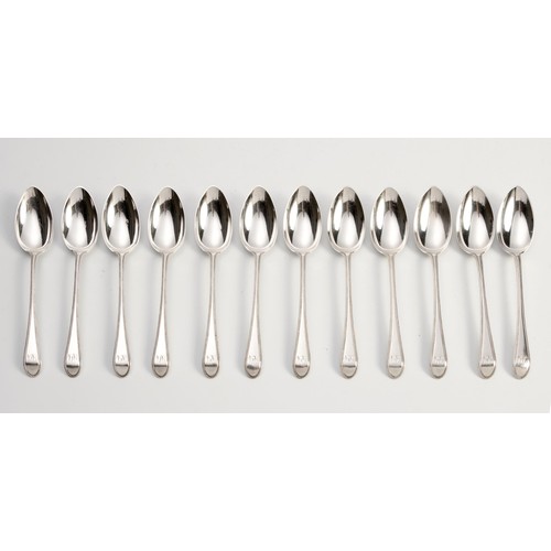 1038 - TWELVE VICTORIAN SCOTTISH SILVER OLD ENGLISH PATTERN TEASPOONS, WILLIAM COGHILL, GLASGOW, 1877