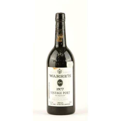 439 - A BOTTLE OF WARRES PORT VINTAGE 1977