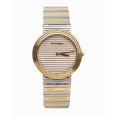 164 - A STAINLESS-STEEL AND 18CT GOLD WRISTWATCH, BOUCHERON