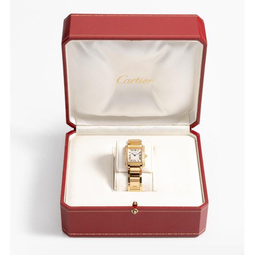 171 - A LADY'S 18CT GOLD AND DIAMOND-SET WRISTWATCH, CARTIER TANK FRANÇAISE