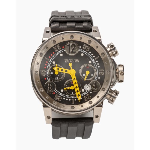 163 - A STAINLESS-STEEL WRISTWATCH, BRM V12-44 CHRONOGRAPH BERNARD RICHARDS YELLOW