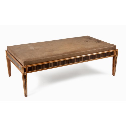 346 - A LEATHER AND INLAID OTTOMAN, MODERN