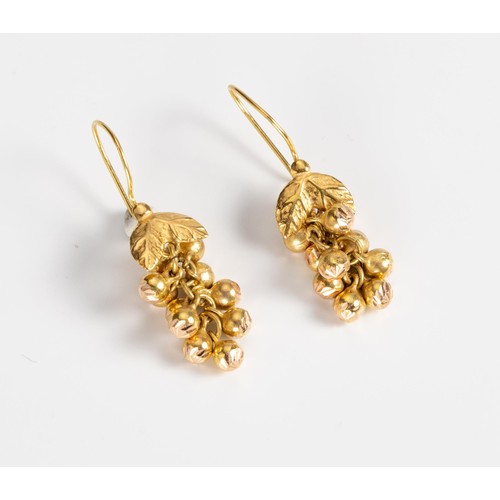 455 - A PAIR OF GOLD PENDANT EARRINGS