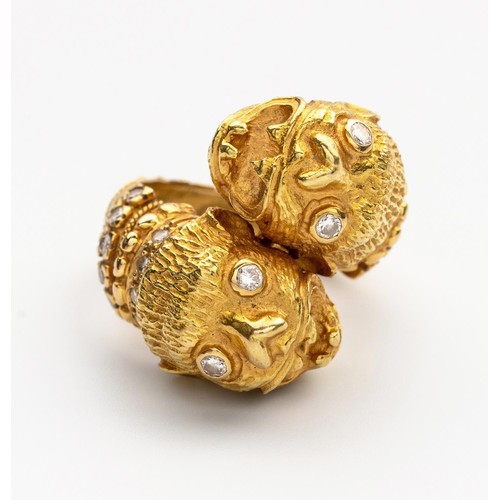 464 - AN 18CT GOLD AND DIAMOND RING, LALAOUNIS