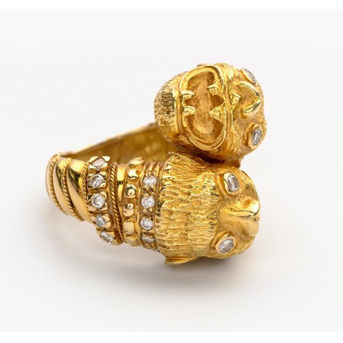 464 - AN 18CT GOLD AND DIAMOND RING, LALAOUNIS