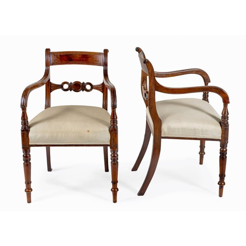 337 - A PAIR OF REGENCY MAHOGANY ARMCHAIRS