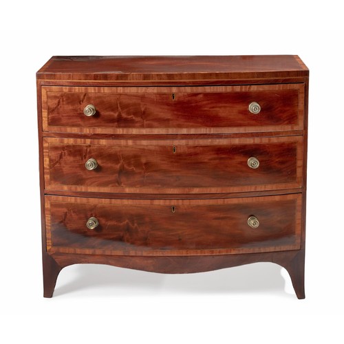 55 - A GEORGE III BOWFRONT MAHOGANY CHEST OF DRAWERS