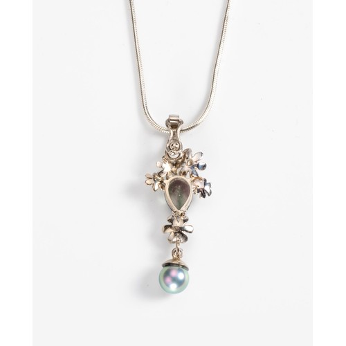 476 - A GEM- AND PEARL-SET ENHANCER PENDANT