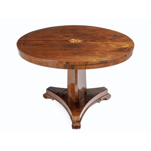 79 - A ROSEWOOD AND INLAID CENTRE TABLE 19TH CENTURY