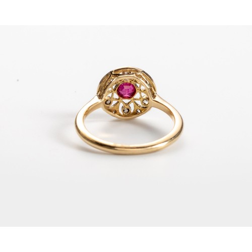 502 - A RUBY AND DIAMOND RING