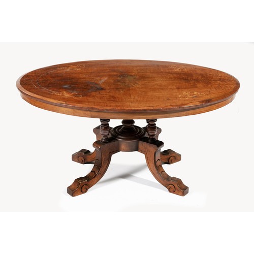 96 - A VICTORIAN WALNUT AND INLAID LOO TABLE