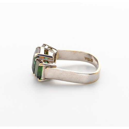 507 - A GREEN TOURMALINE TRILOGY RING, UWE KOETTER JEWELLERS