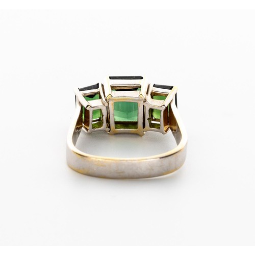 507 - A GREEN TOURMALINE TRILOGY RING, UWE KOETTER JEWELLERS