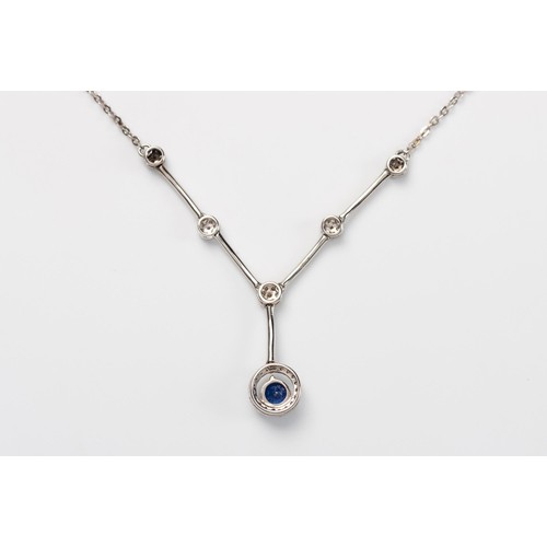 568 - A SAPPHIRE AND DIAMOND NECKLACE