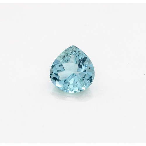 612 - AN UNMOUNTED PEAR-SHAPED AQUAMARINE